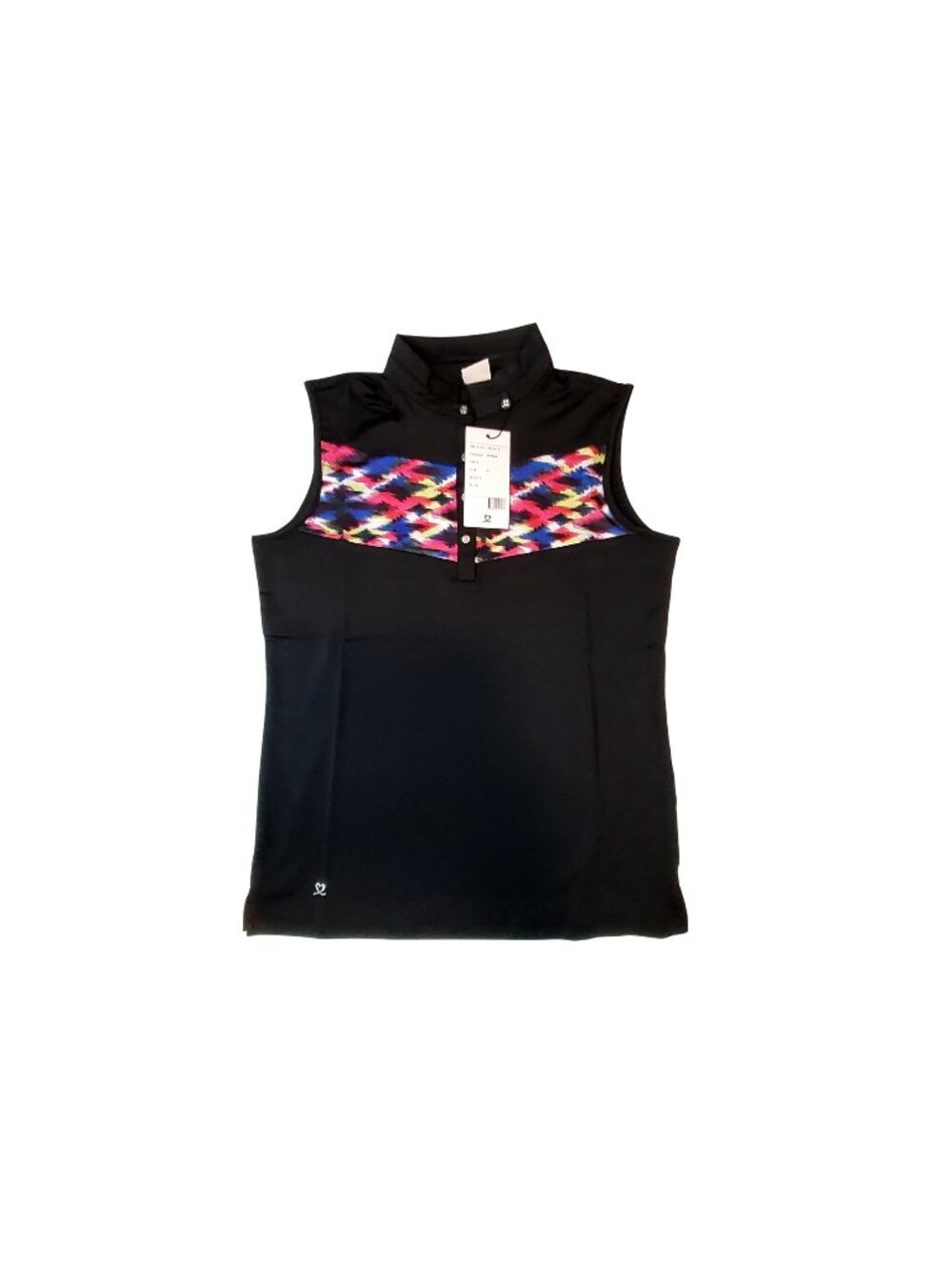Daily Sports Womens Sleeveless Black Button-Up Shirt Multicolor PatternedYoke M